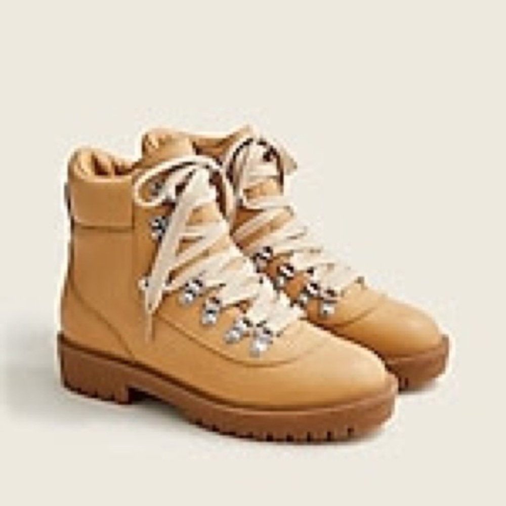 J. Crew light caramel leather hiking boots